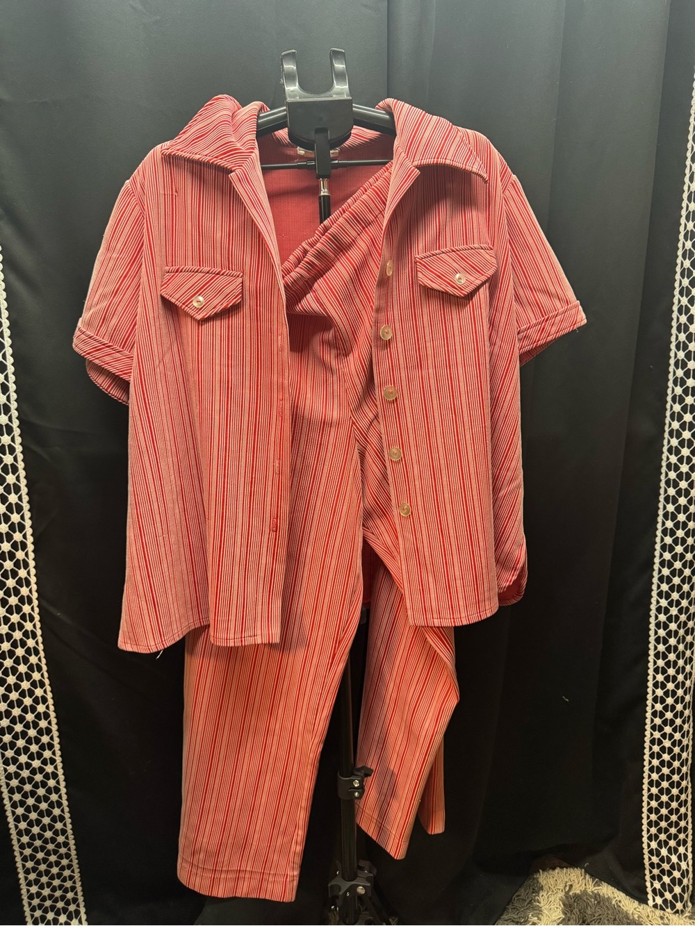 Carter's Pink and Red Striped Short-Sleeve Shirt & Pants Set